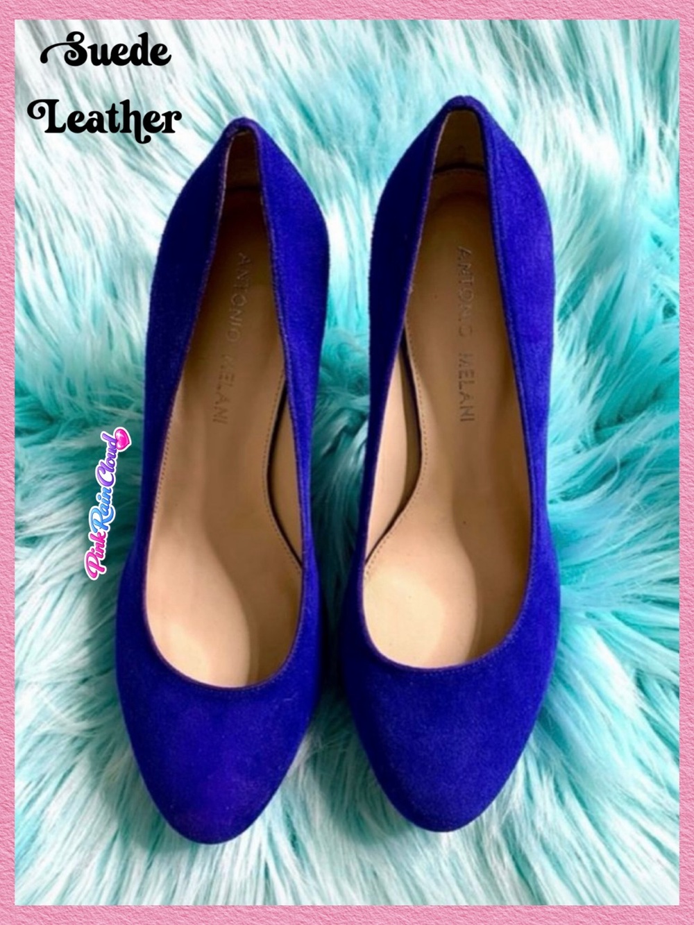 Antonio Melani Y2K Blue Suede LEATHER Women’s 6.5 Low Platform Heels